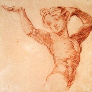 Study of a Nude Figure (red chalk on buff paper)
