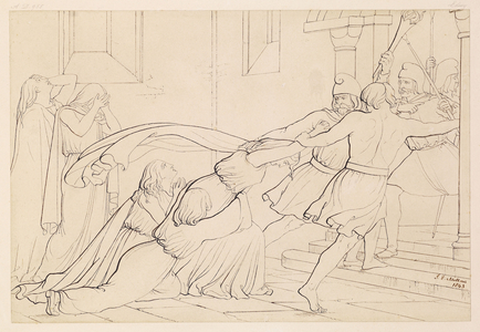 Elgiva Seized by the Order of Archbishop Odo, 1843 (pen & ink on paper)