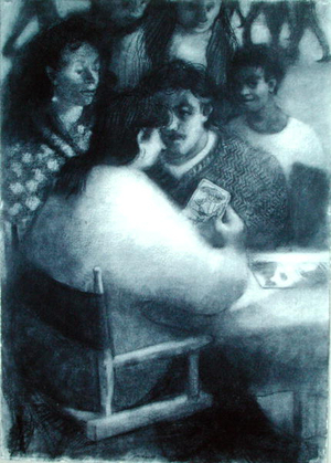The Palmist II, 1989 (charcoal on paper)