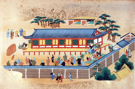 An Archery Contest, illustration from 'Kaempfer Collection of Japanese and Chinese Art' by Engelbert Kaempfer, c.1672 (colour litho)