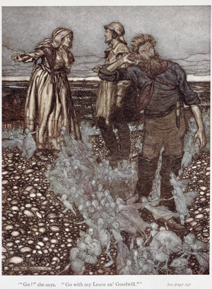 The Widow Whitgift and her sons, from 'Puck of Pook Hill' by Rudyard Kipling (1865-1936) 1906 (pen & ink and w/c on paper)