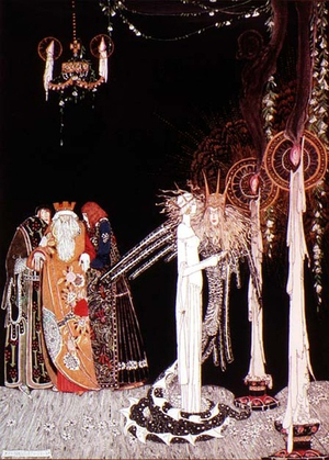 "She saw the Lindworm for the first time", illustration for 'Prince Lindworm' from 'East of the Sun and West of the Moon', Old Tales of the North