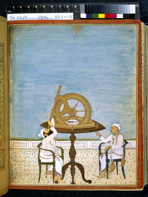 Or 5259 fol.29 Observing the Stars, from the 'Saravasiddhantatattvacudamani' or 'The Jewel of the Essence of All Sciences', 1840 (gouache & w/c on paper)