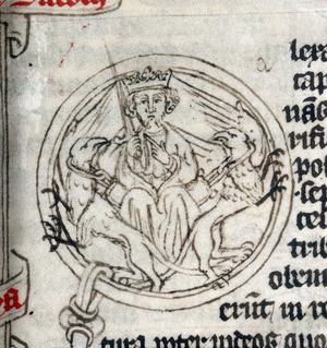 Roundel with Alexander the Great, flanked by Griffins: Pierre de Poitiers France: 13th century