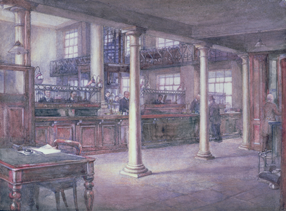 The Banking Hall (w/c on paper)