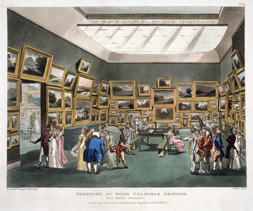 Exhibition of Water Coloured Drawings, Old Bond Street', London, c1810. Plate 34 from "The Microcosm of London" by William Henry Pyne and William Combe. (London, 1808-1811).