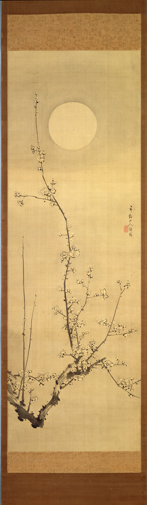Blossoming plum-tree against the full moon, c.1800-22 (ink on silk)