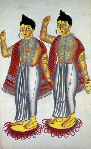 Chaitanya & Nityananda, Chaitanya (1485-1533), Hindu mystic and religious teacher from Bengal and his disciple Nityananda, 1865