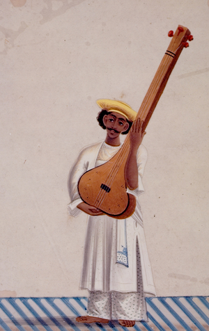 A Tambura Player, c.1830 (gouache on mica)