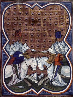Chevaliers lors d'une charge de cavalerie.