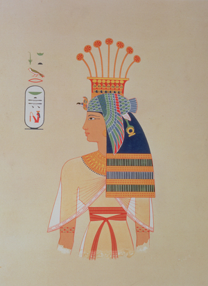 746.c.1. & f.8 Portrait of Queen Nebto, daughter of Ramses-Meiamoun, from 'Histoire de l'Art Egyptien d'apres les Monuments, paris, 1879, by A.C.T.E. Prisse d'Avennes