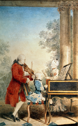 Leopold Mozart (1719-87) and his two children, Wolfgang Amadeus (1756-91) and Maria-Anna, known as 'Nannerl' (1751-1829)