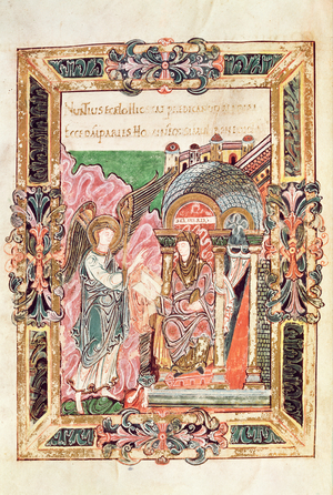 Add 49598 Annunciation, from the Benedictional of St. Aethelwold, Winchester, c.980 (vellum)