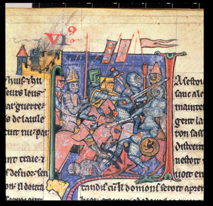 Yates Thompson 12 f.29 Battle scene outside Antioch, c.1098 (vellum)