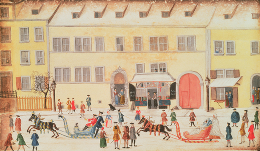 Eger 1451 f.26v Winter Scene in Nuremberg (w/c)