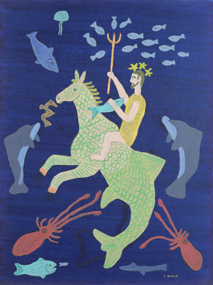 Poseiden riding a Hippocamp, 2003 (oil)