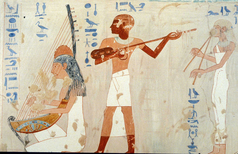 Musicians at a banquet, Thebes, tomb of Amenenhet, Tithmosis III. 1475 - 1448 B.C.