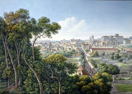 View of the Viminale Hill, Rome, c.1800 (coloured engraving)
