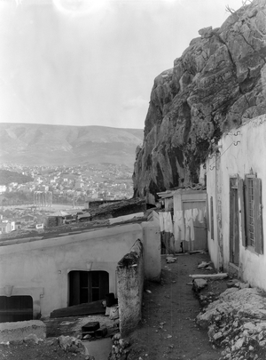 View of the temple of the Olympian Zeus, from the Acropolis slopes, Athens, c.1925 (b/w photo)