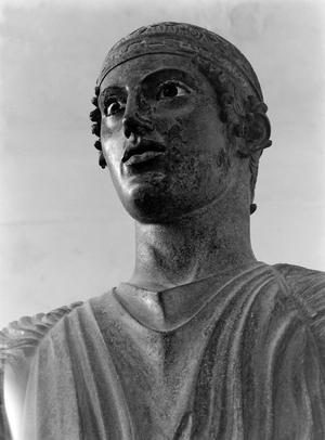 The Head of the Charioteer, Delphi, c.1927 (b/w photo)