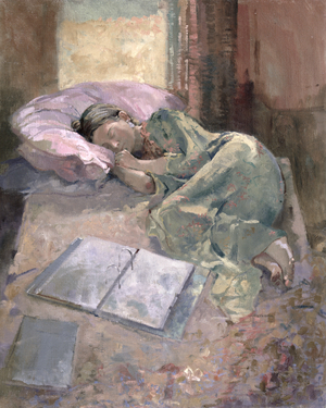 Difficult Homework (oil on canvas)
