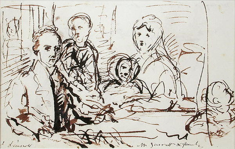 William Albin Garratt and Family, c.1830 (pen & ink on paper)