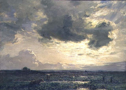 Cattle in a landscape at sunset, 1912