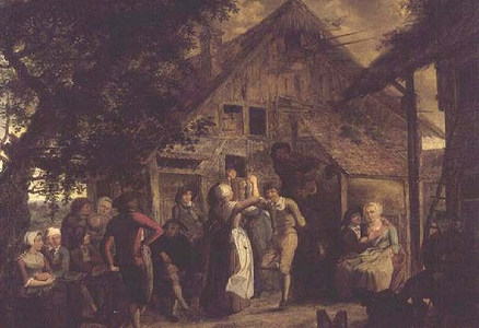 Villagers Merrymaking outside a Farmhouse, 1785 (panel)
