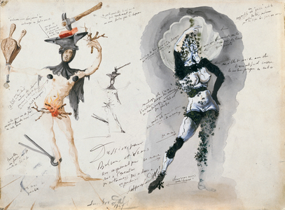 Design for Vulcan and Venus, 1947 (pen and ink, watercolour and gouache)