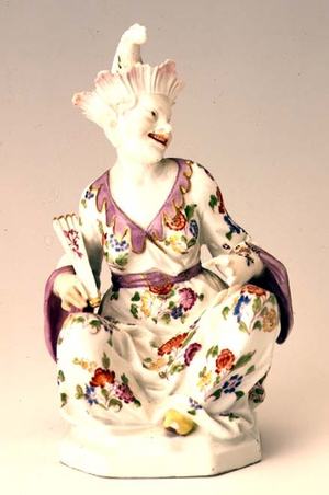 Meissen figure of a Chinawoman  with a fan, in the manner of Johann Joachim Kandler (1706-75) c.1740 (ceramic)