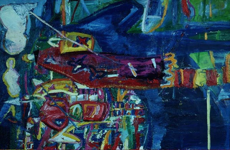 Handbags and Spears Ready for Battle (oil on canvas)