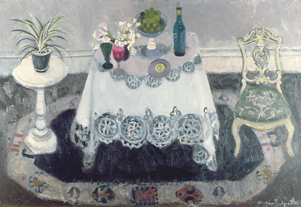 Grey and White Interior (oil on canvas)