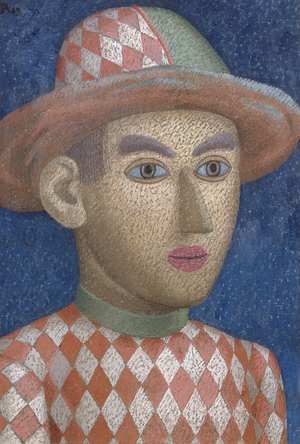 A Head of a Young Man sporting a Wide Brimmed Hat, 1947 (gouache)