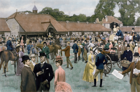 Tattersall's, Newmarket, pub. by I.P. Mendoza, 1890 (photogravure, with hand colouring)