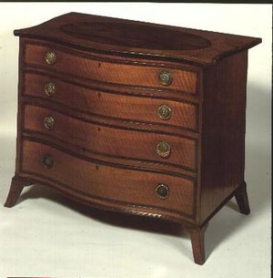 George III satinwood commode, serpentine top