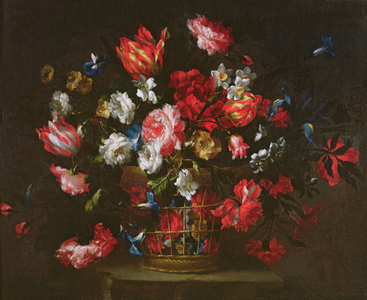 Still Life of Flowers in a Basket