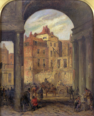 Foregate, Strand, Entrance to Boswell Court - demolished for the site of the New Law Courts, 1868 (oil on canvas)