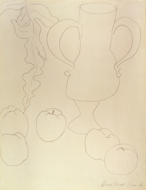 Still Life with Jug and Peaches, 1940 (pencil on paper)