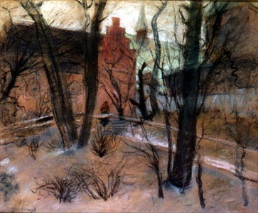 In the Park (charcoal and pastels on cardboard)