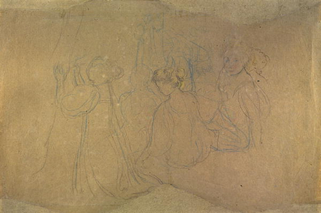 Study for Figures in a Spring Landscape (Sacred Grove), 1897 (pencil & crayon on paper)