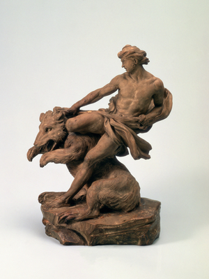 Athlete with a Bear, 1735 (terracotta) (pair of 73702)