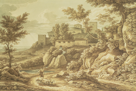 Classical Landscape with Shepherd, 1828 (pen and ink, wash, pencil and watercolour)