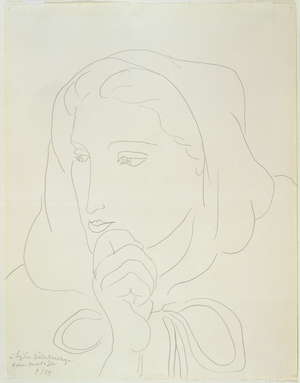 Portrait of a Woman in a Hood, 1939 (pencil on paper)