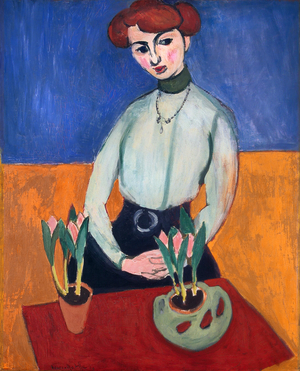 Girl with Tulips, 1910 (oil on canvas)