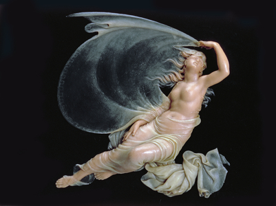 Dushenka in Flight, 1808 (wax on blackened glass)