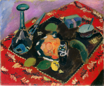Dishes and Fruit on a Red and Black Carpet (Le Tapis Rouge), 1906 (oil on canvas)