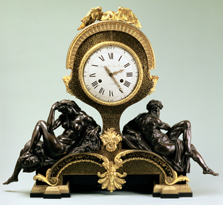 Mantel clock with figures of Day and Night, by Jean Andre Lepaute (1720-88), Paris (gilt and patinated bronze)