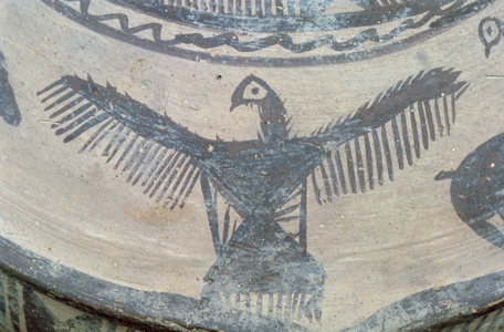 Open-winged bird of prey, from upper face of a large vessel, Fasa ware, c.2000 BC (painted clay) (detail) (see also 179137)