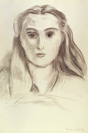 Portrait of a Young Woman with Her Hair Down (L.N. Delektorskaya), 1933 (pencil on paper)