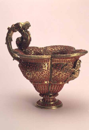 Hand basin, Trapani, c.1665 (copper gilt, bronze and coral)